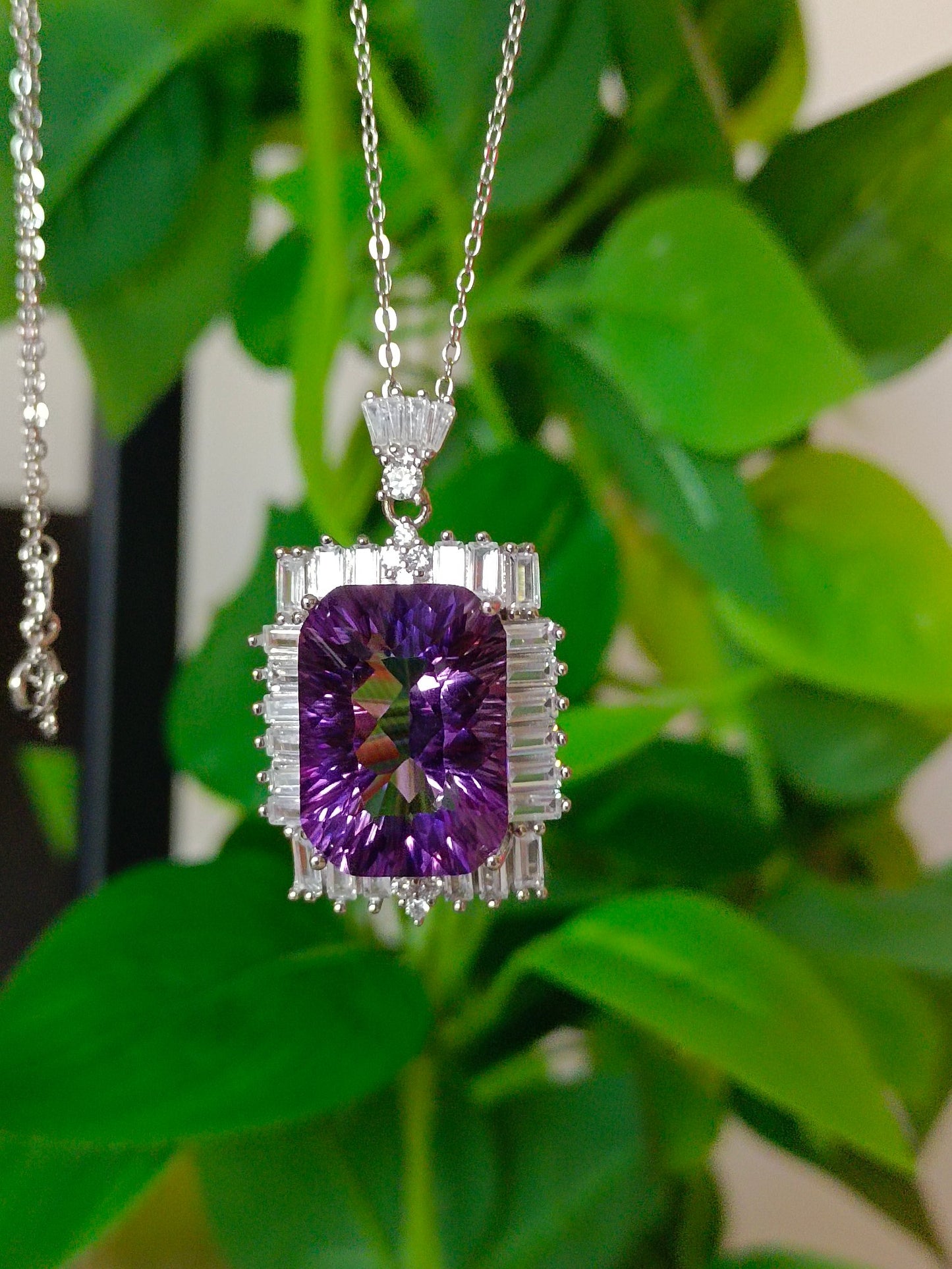 Luxurious Natural Purple Amethyst Square Pendant - Jewelry of Mystery and Elegance
