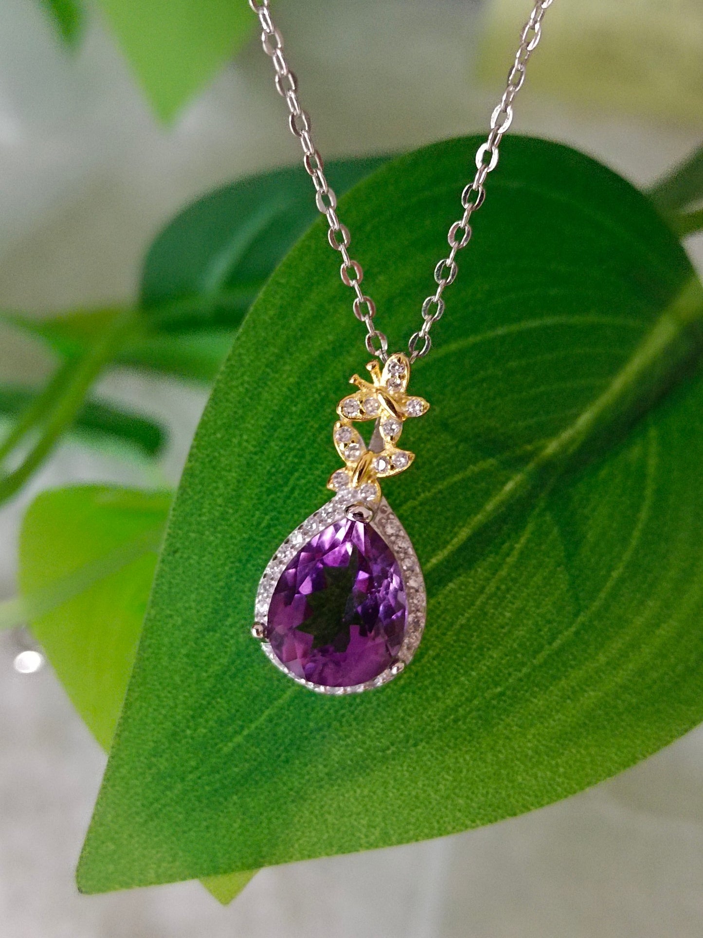 Naturlig Ametyst Drop Pendant - Elegante smykker for Graceful You