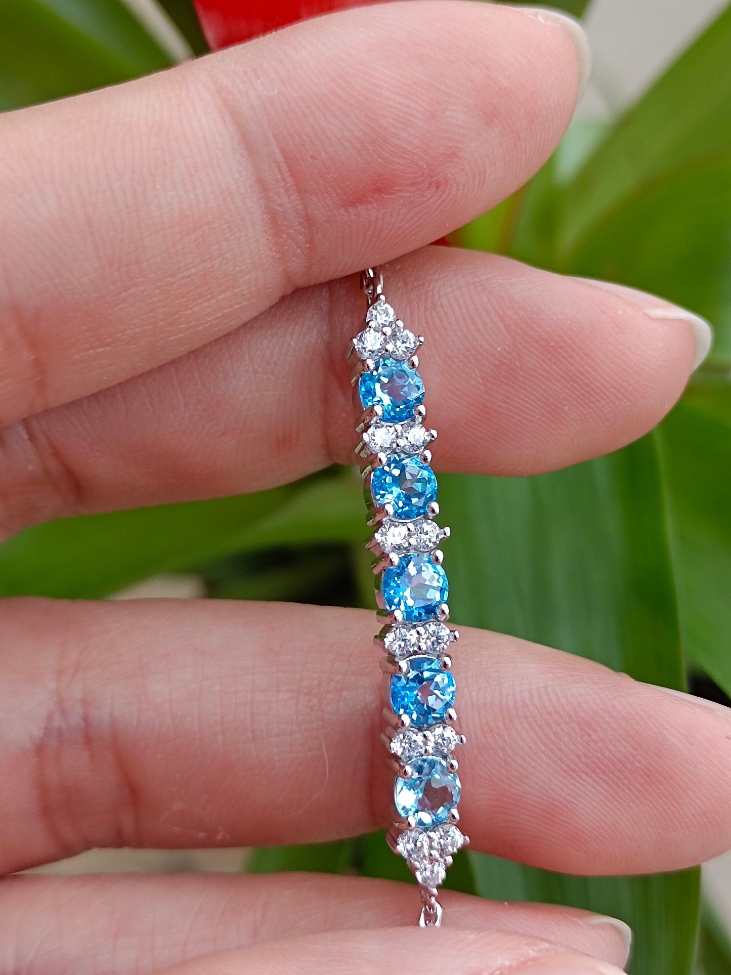 Brățară de bijuterii cu topaz albastru elvețian natural