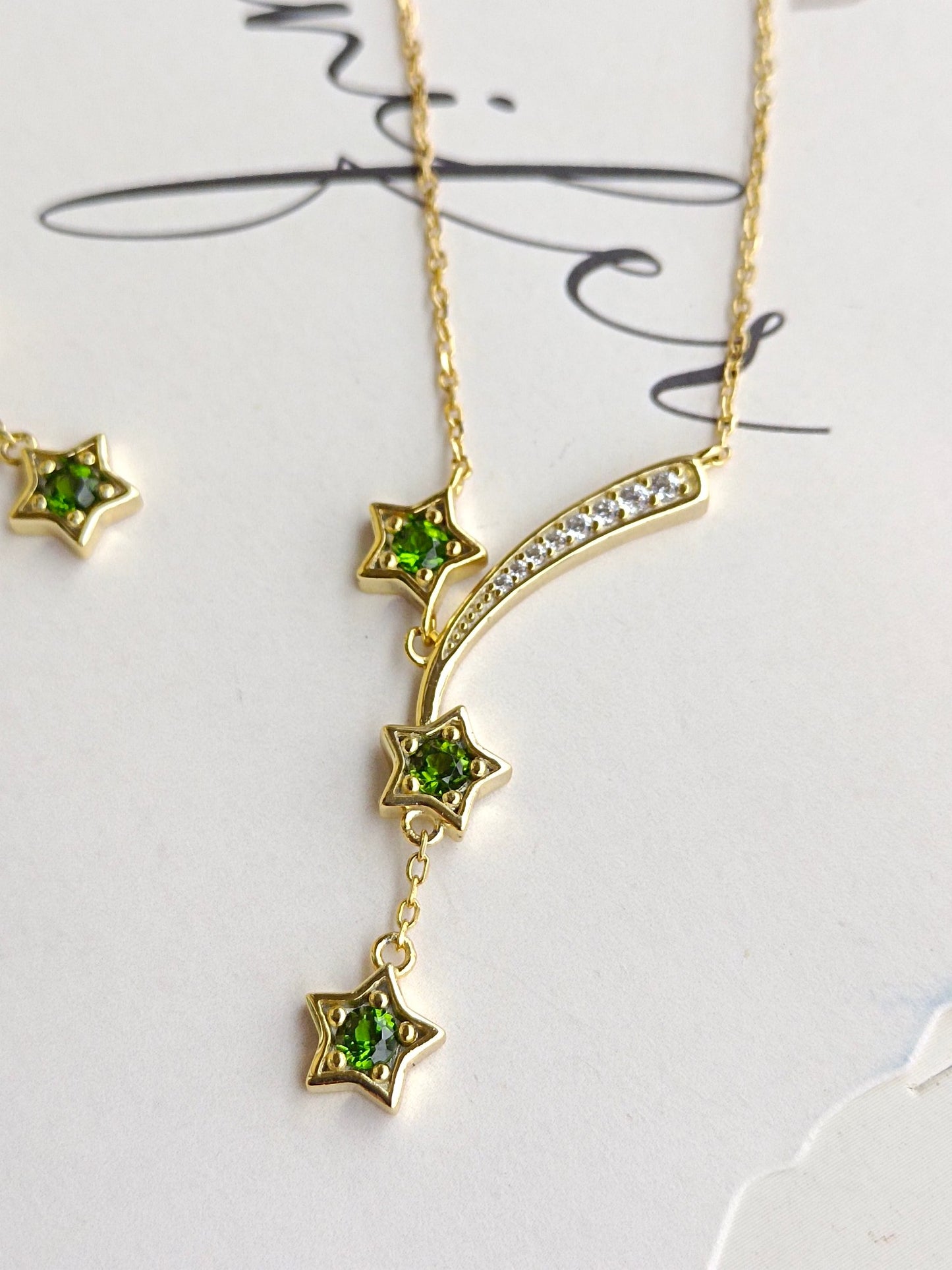 Collana di meteorite naturale di diopside - Gioielli di sogni e desideri