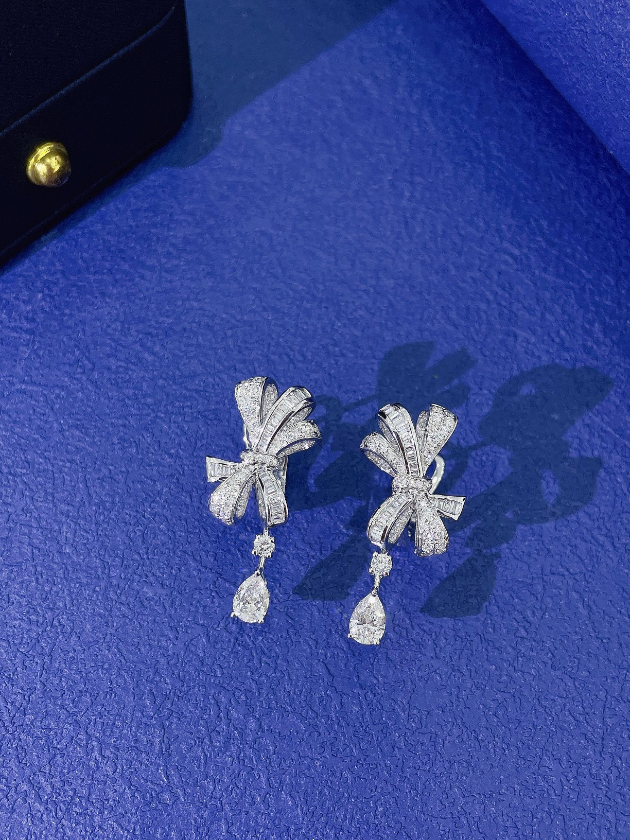 18K Diamond Bowknot Drop Earrings - Elegant Jewelry Piece Jeweler.Jewelry
