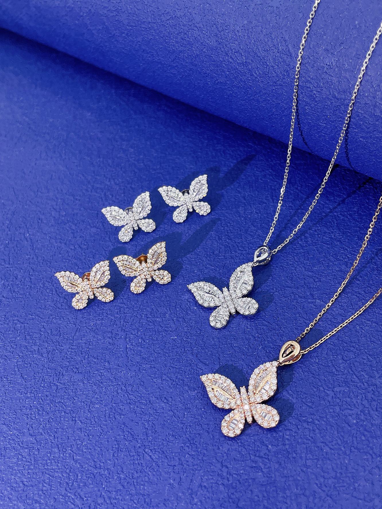 18K Diamond Butterfly Earrings - ED086 - Jeweler.Jewelry