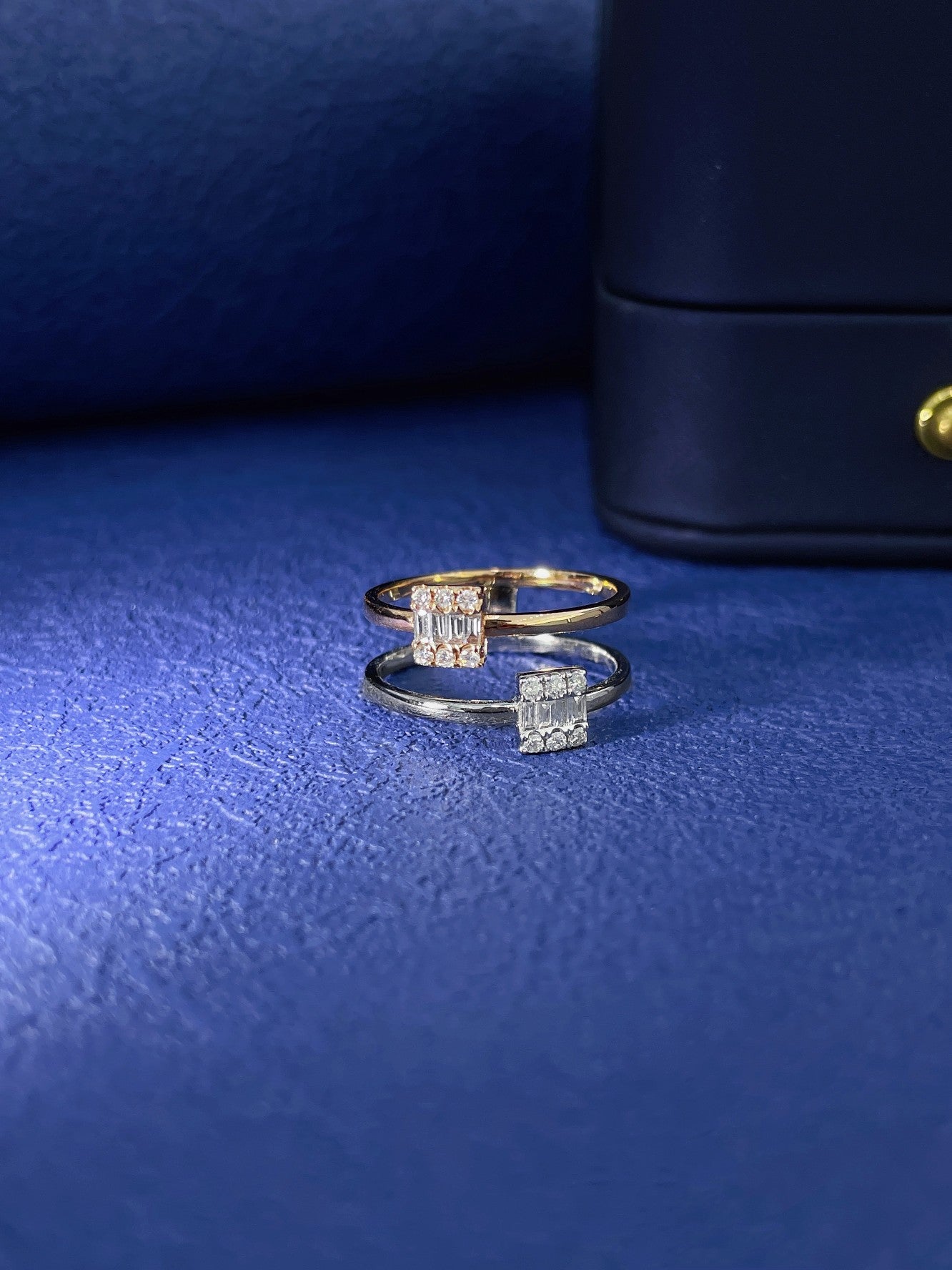 18K Diamond Color-Separated Square Ring - Jewelry Delight - White Diamond Ring