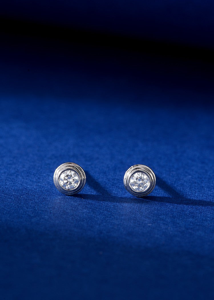 18K Diamond Flying Saucer Earrings ED018 - Jeweler.Jewelry