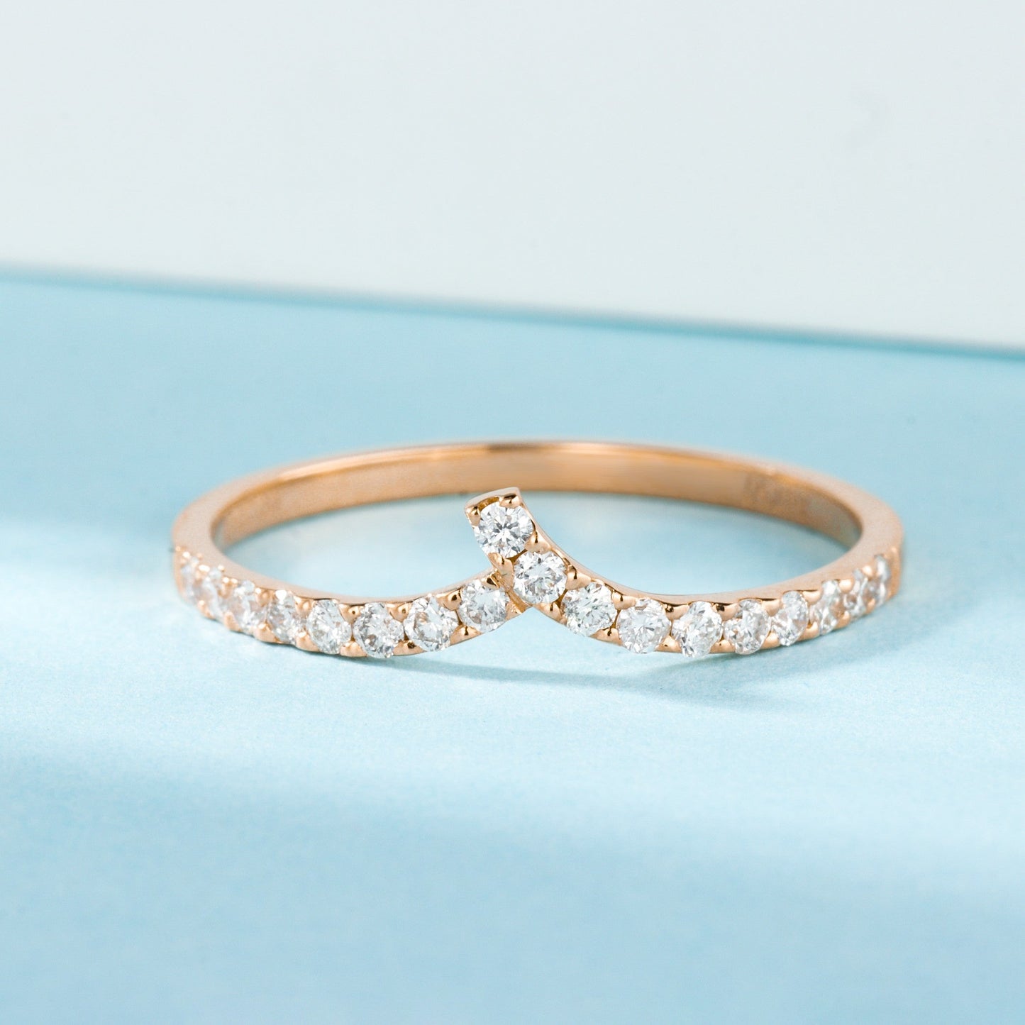 18K Diamond Irregular V-Shaped Ring - Unique Jewelry Piece - White Diamond Ring