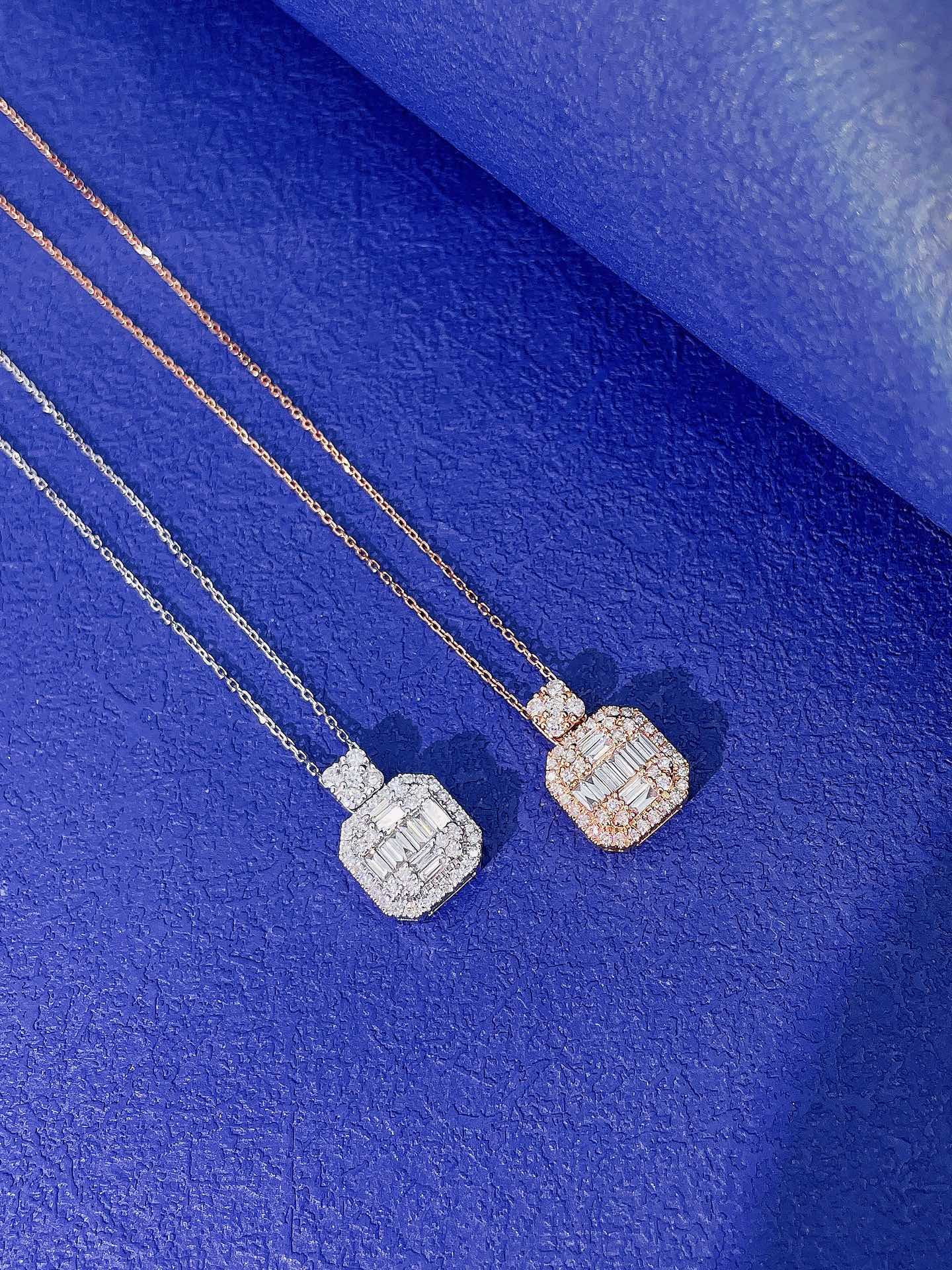 18K Diamond Large Square Sugar Pendant Necklace - Luxury Jewelry - White Diamond Necklace