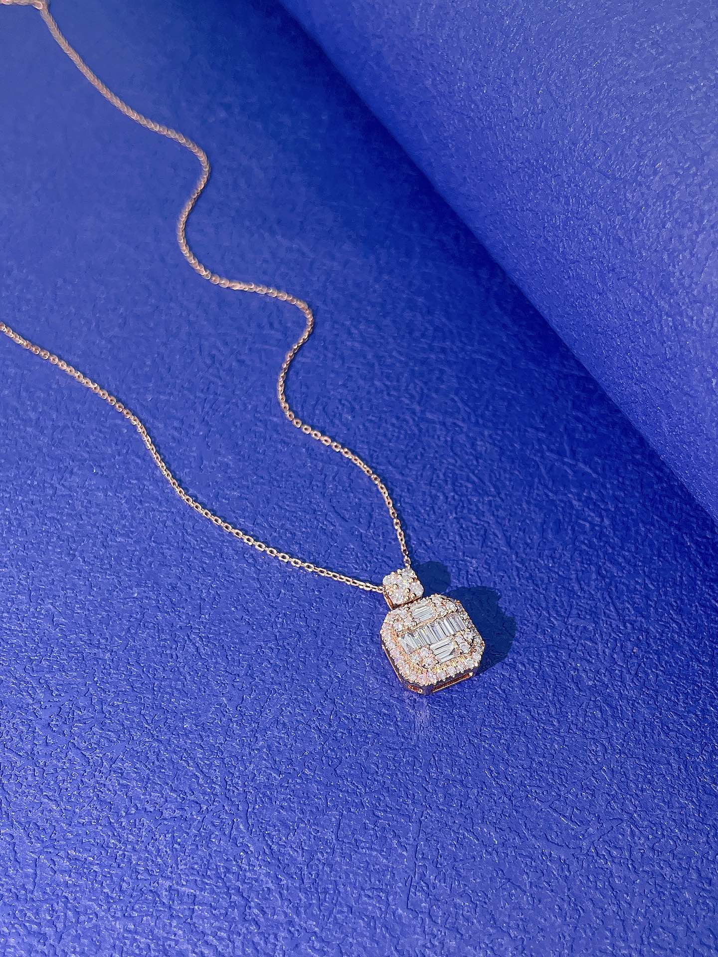 18K Diamond Large Square Sugar Pendant Necklace - Luxury Jewelry - White Diamond Necklace