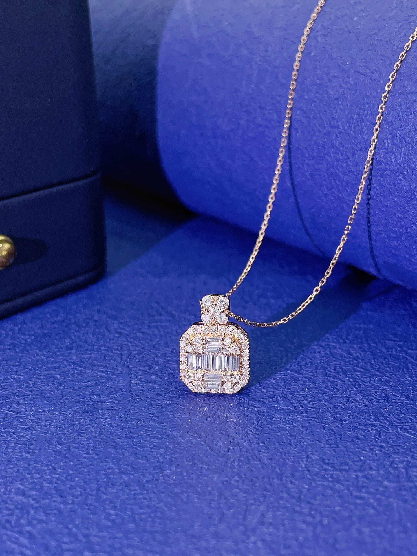18K Diamond Large Square Sugar Pendant Necklace - Luxury Jewelry - White Diamond Necklace