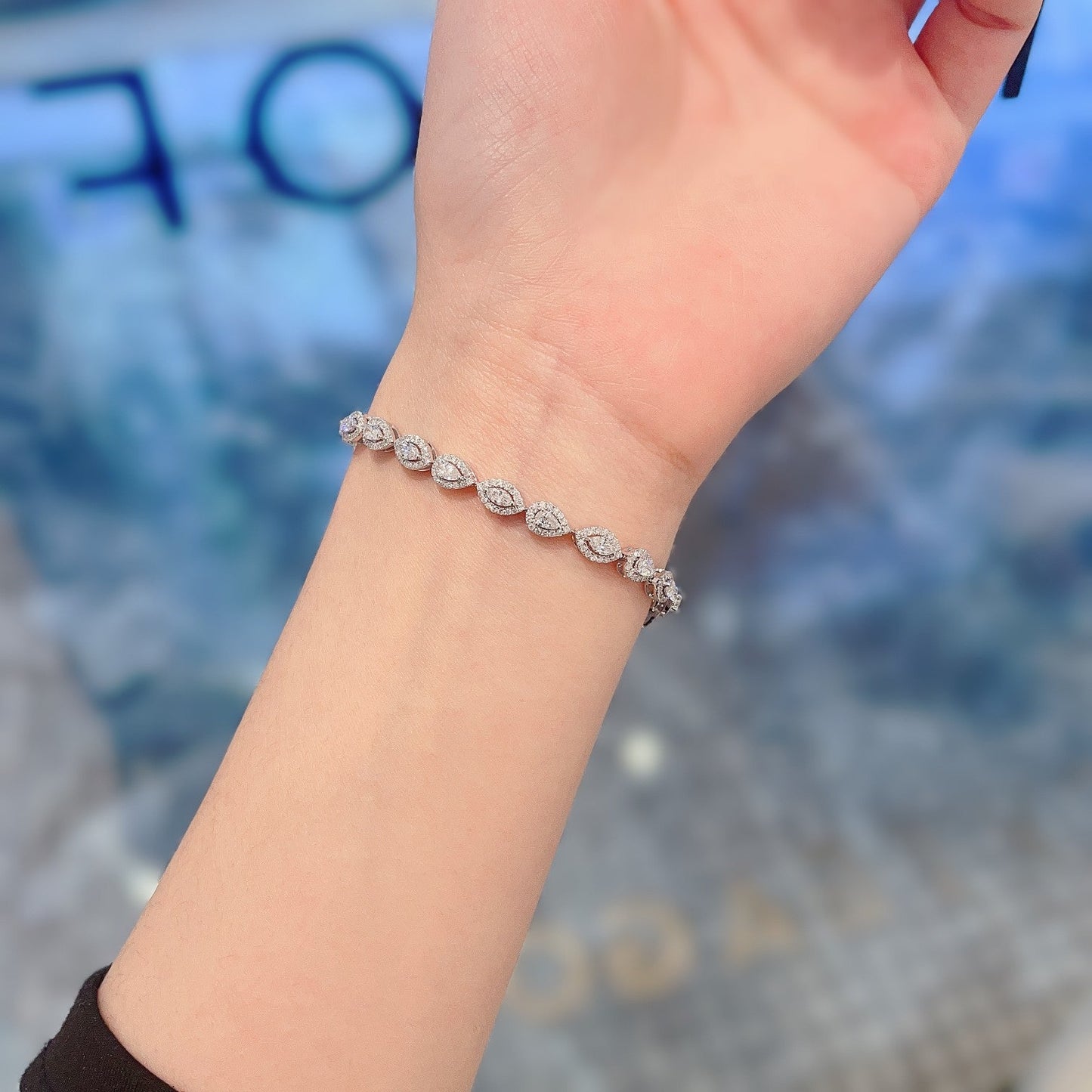 18K Diamond Marquise & Drop Shape Bracelet - SL045 - White Diamond Bracelet