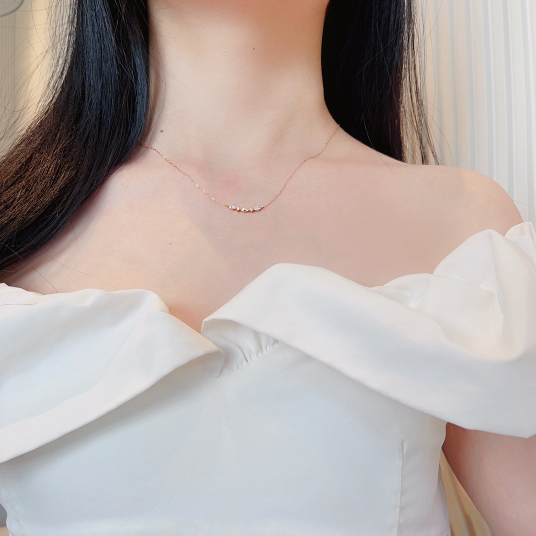 18K Diamond Marquise Smile Necklace - Luxurious Jewelry Piece - White Diamond Necklace