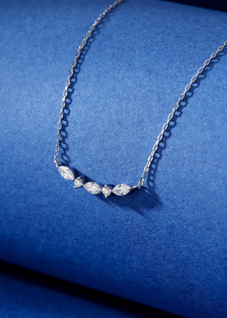 18K Diamond Marquise Smile Necklace - Luxurious Jewelry Piece - White Diamond Necklace