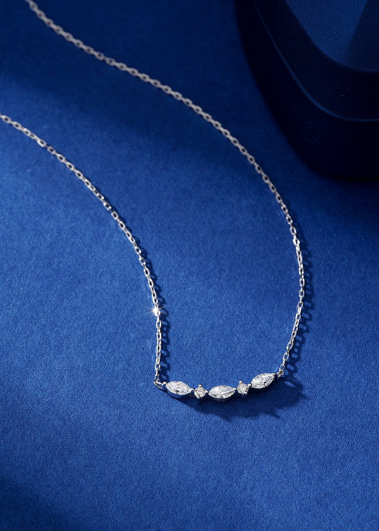 18K Diamond Marquise Smile Necklace - Luxurious Jewelry Piece - White Diamond Necklace