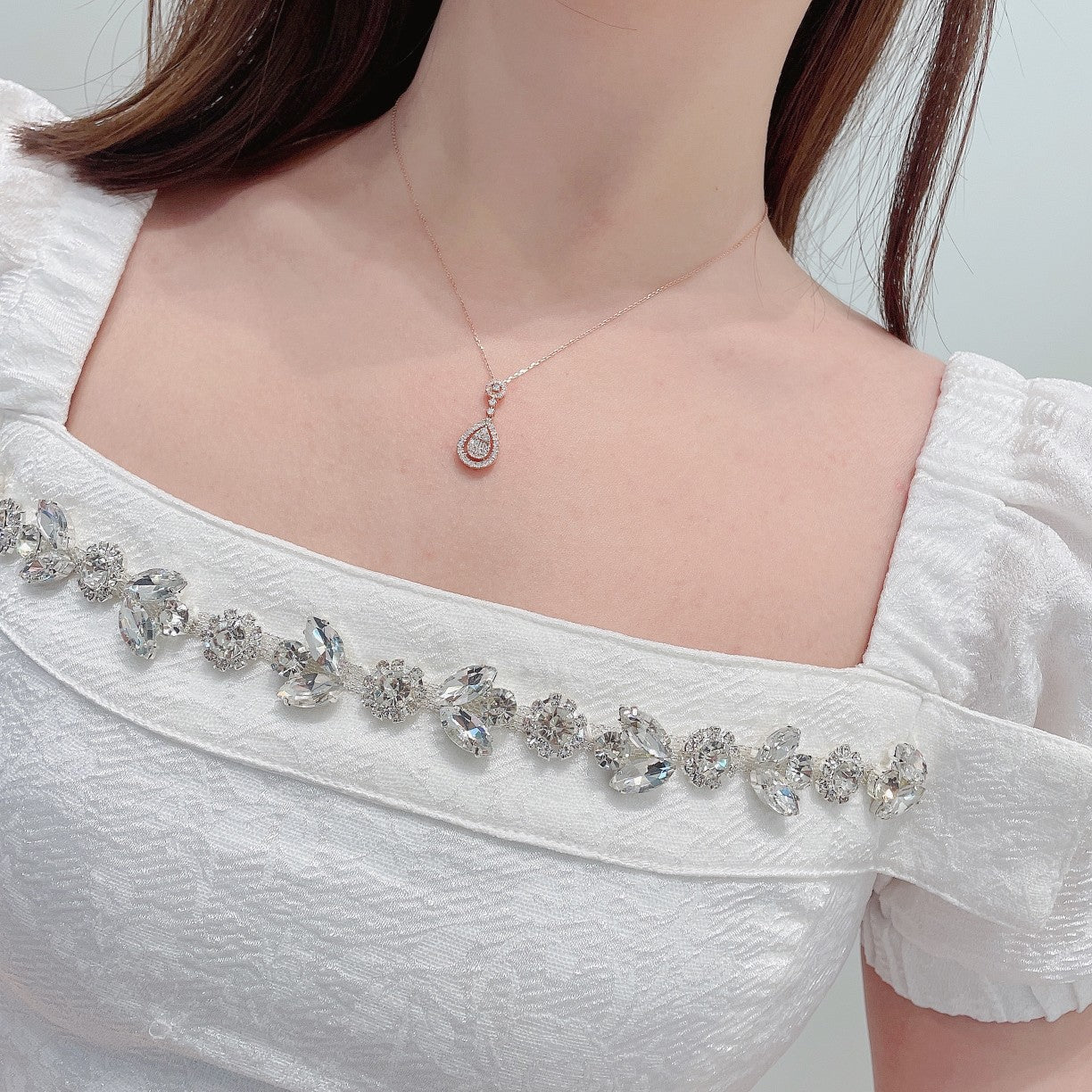 18K Diamond Openwork Waterdrop Necklace - Luxury Jewelry - White Diamond Necklace