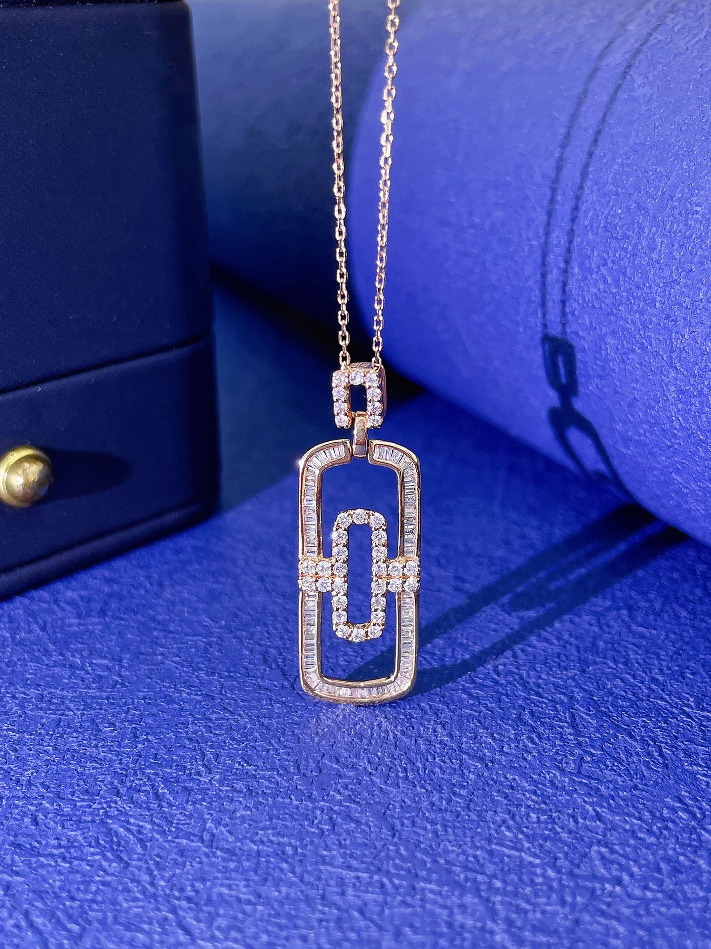 18K Diamond Paperclip Necklace - XL066 - White Diamond Necklace