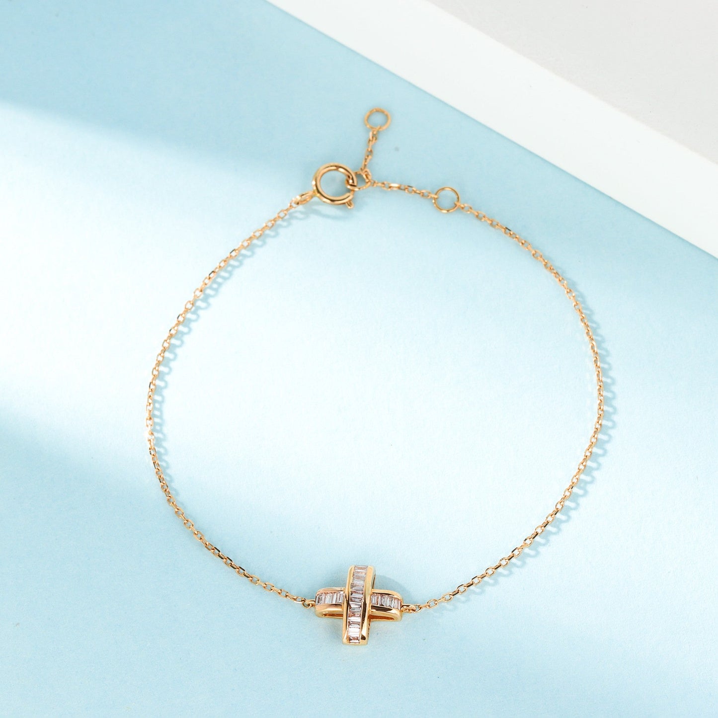 18K Diamond Small X Bracelet - Elegant Jewelry Piece - White Diamond Bracelet
