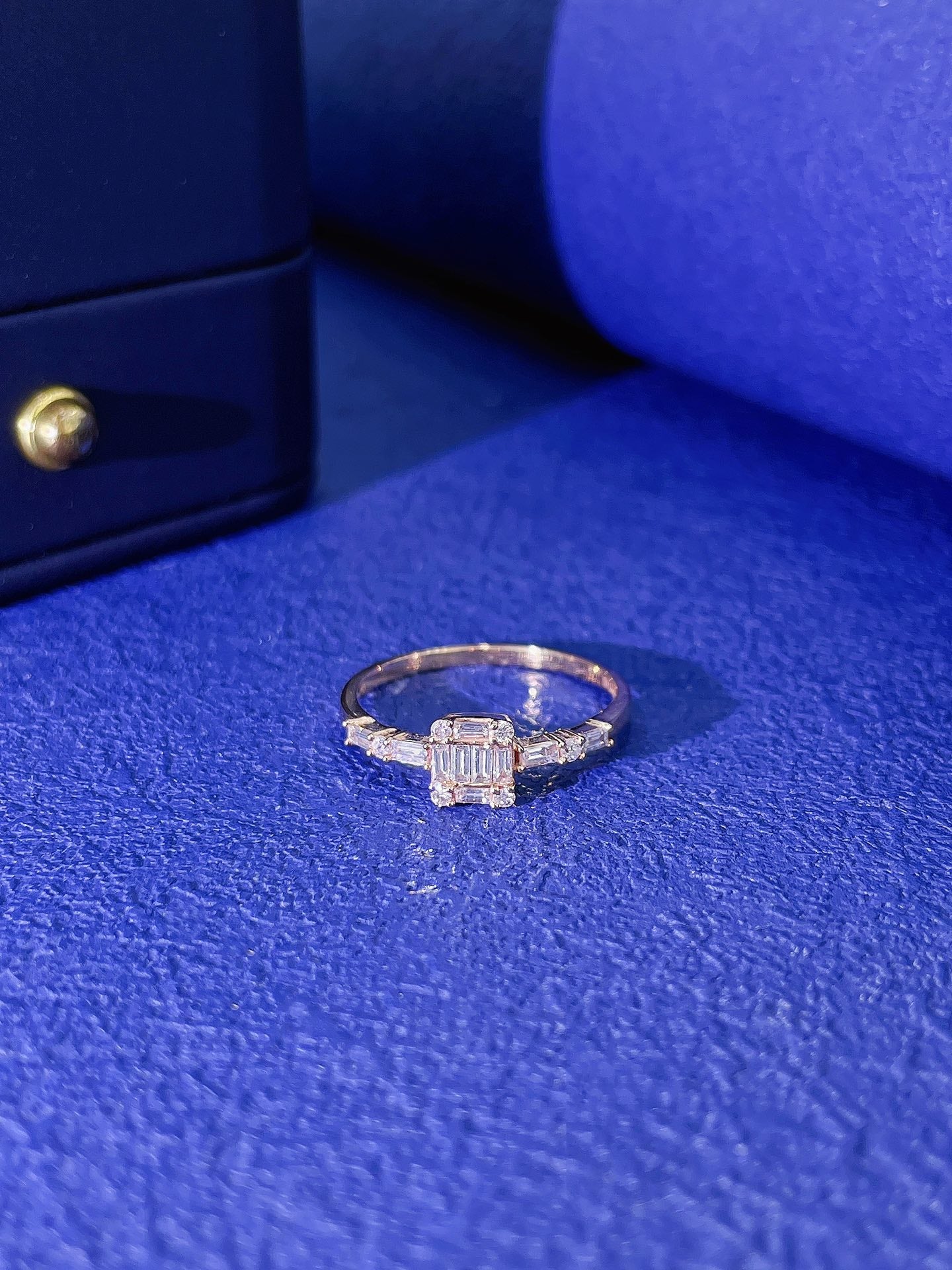 18K Diamond Square Sugar-Cube Step Cut Ring | Jewelry Collection - White Diamond Ring