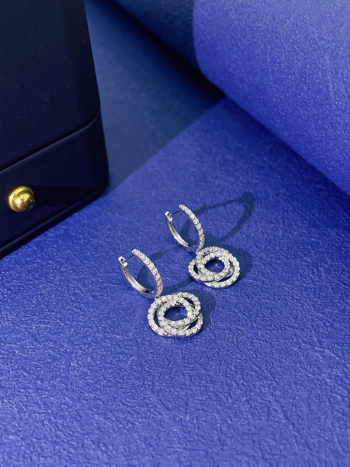 18K Diamond Triple Loop Full Pavé Earrings - Luxury Jewelry Jeweler.Jewelry