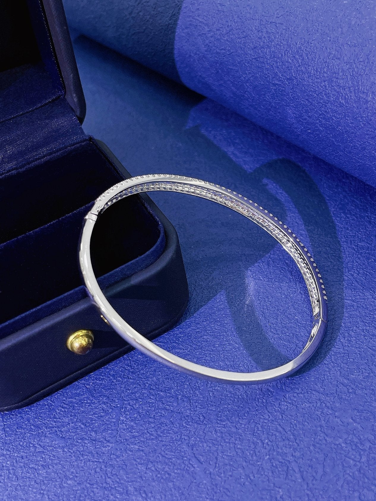 18K Diamond Triple-Row Semi-Mounted Bracelet - Elegant Jewelry Piece - White Diamond Bracelet