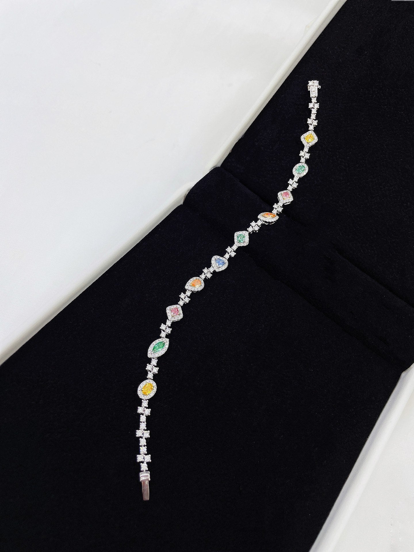 18K Gold Colorful Diamond Unique Multicolor Diamond Bracelet - SL006-B - Colored Diamond Bracelet