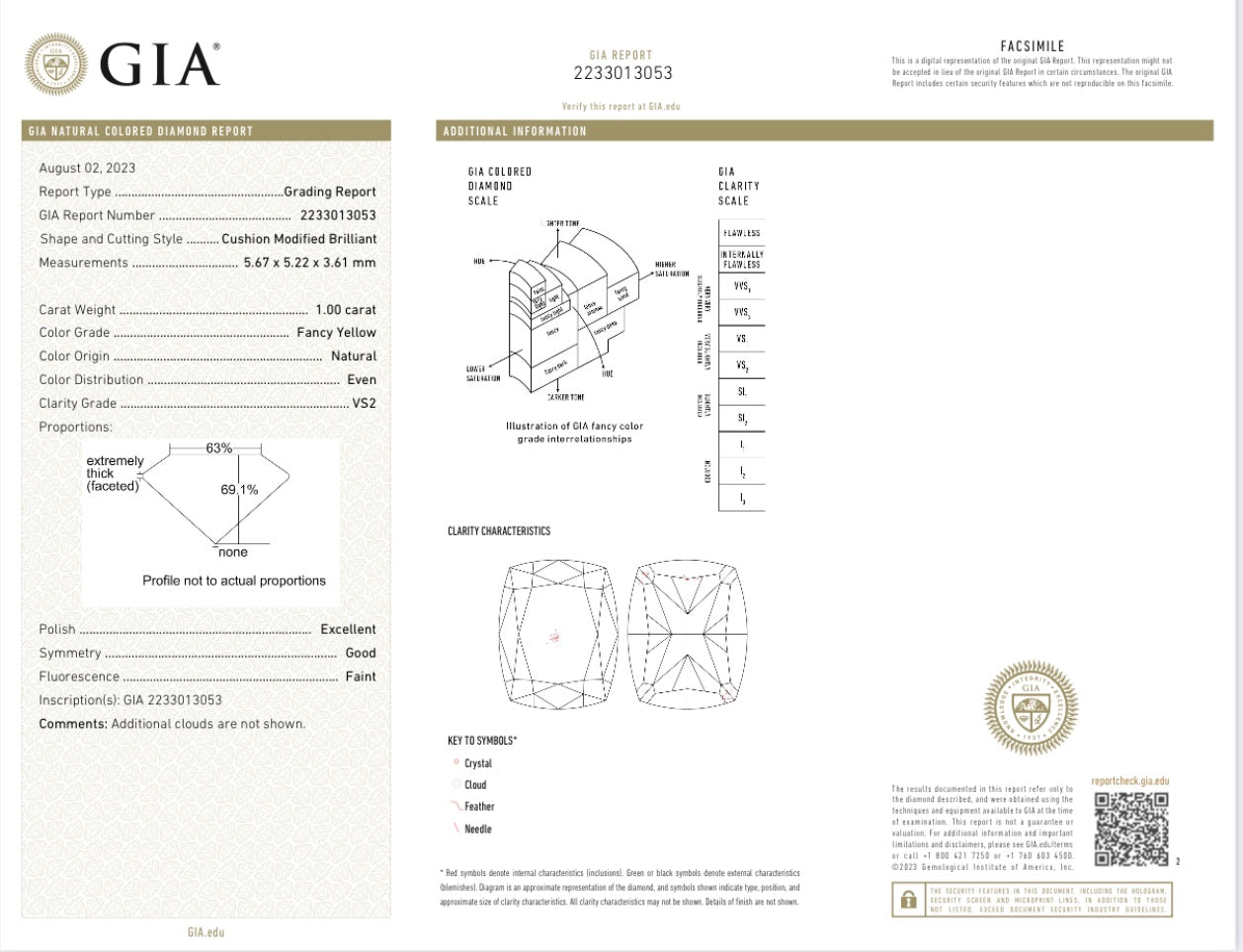 18K Gold Diamond Pillow Cut Straight Arm Ring with GIA Certificate - Premium Jewelry - GIA Yellow Diamond Ring