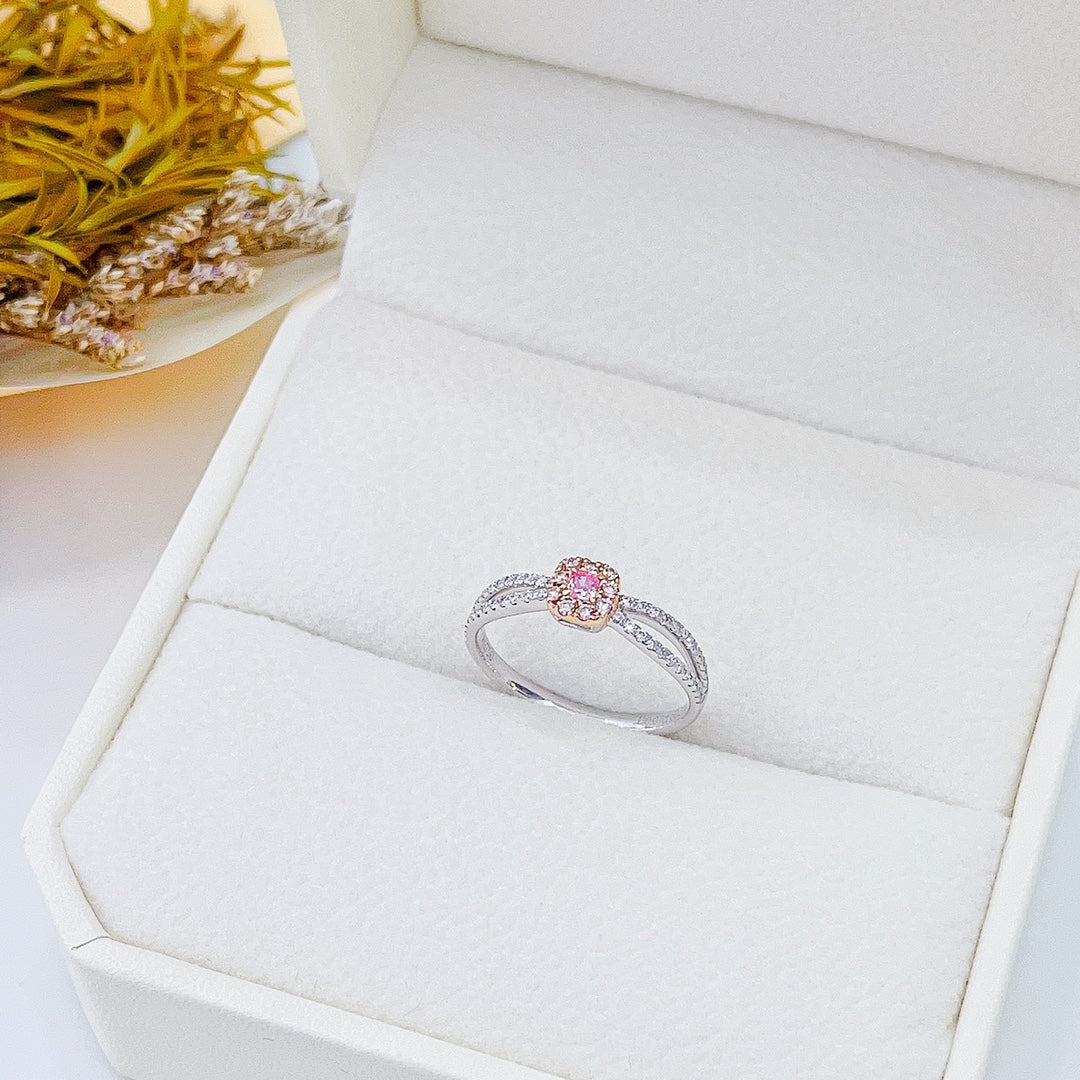 18K Pink Diamond Cushion-Cut Double-Arm Hollow Ring | Jewelry Delight - Pink Diamond Ring
