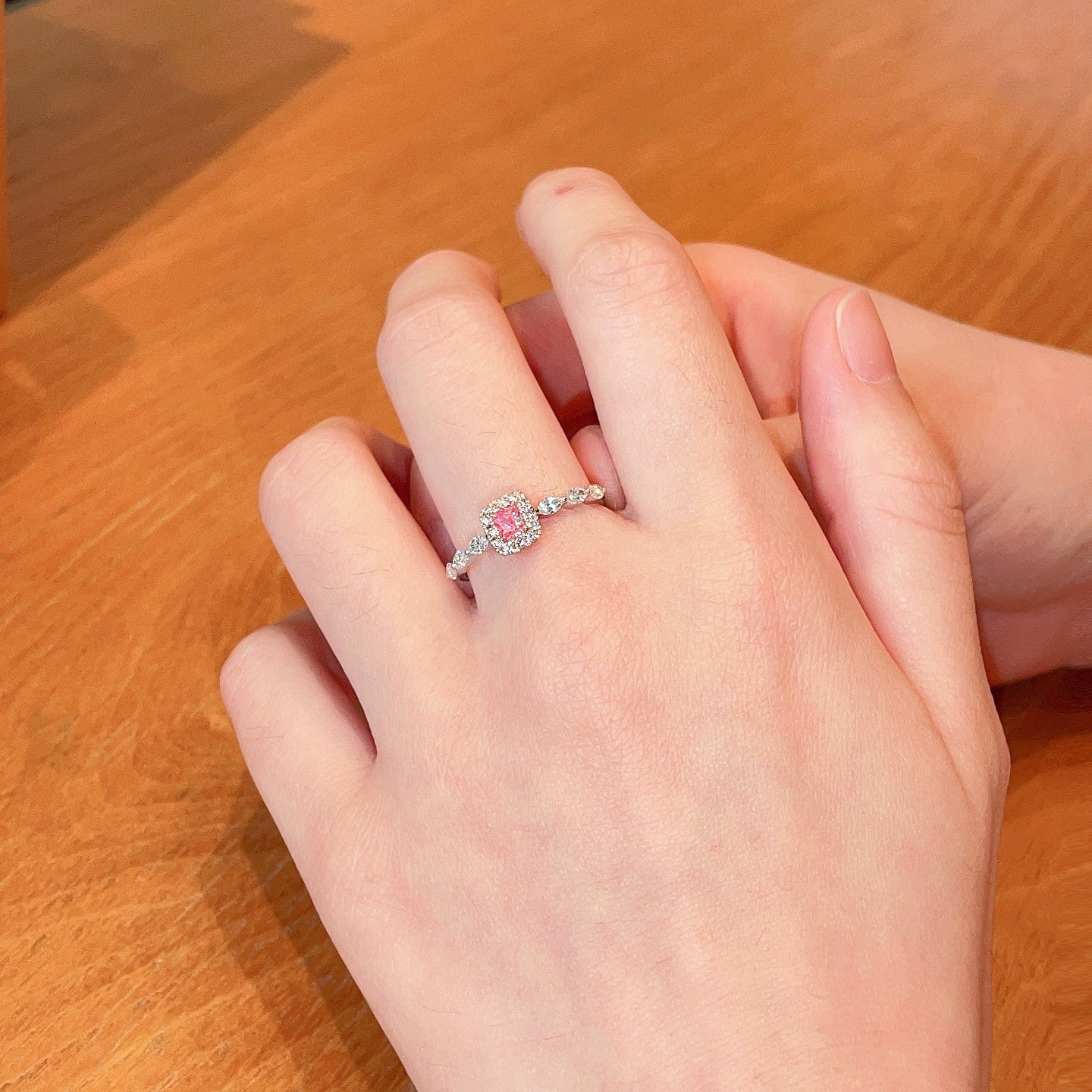 18K Pink Diamond Cushion Marquise Arm Ring - Luxury Jewelry - Pink Diamond Ring