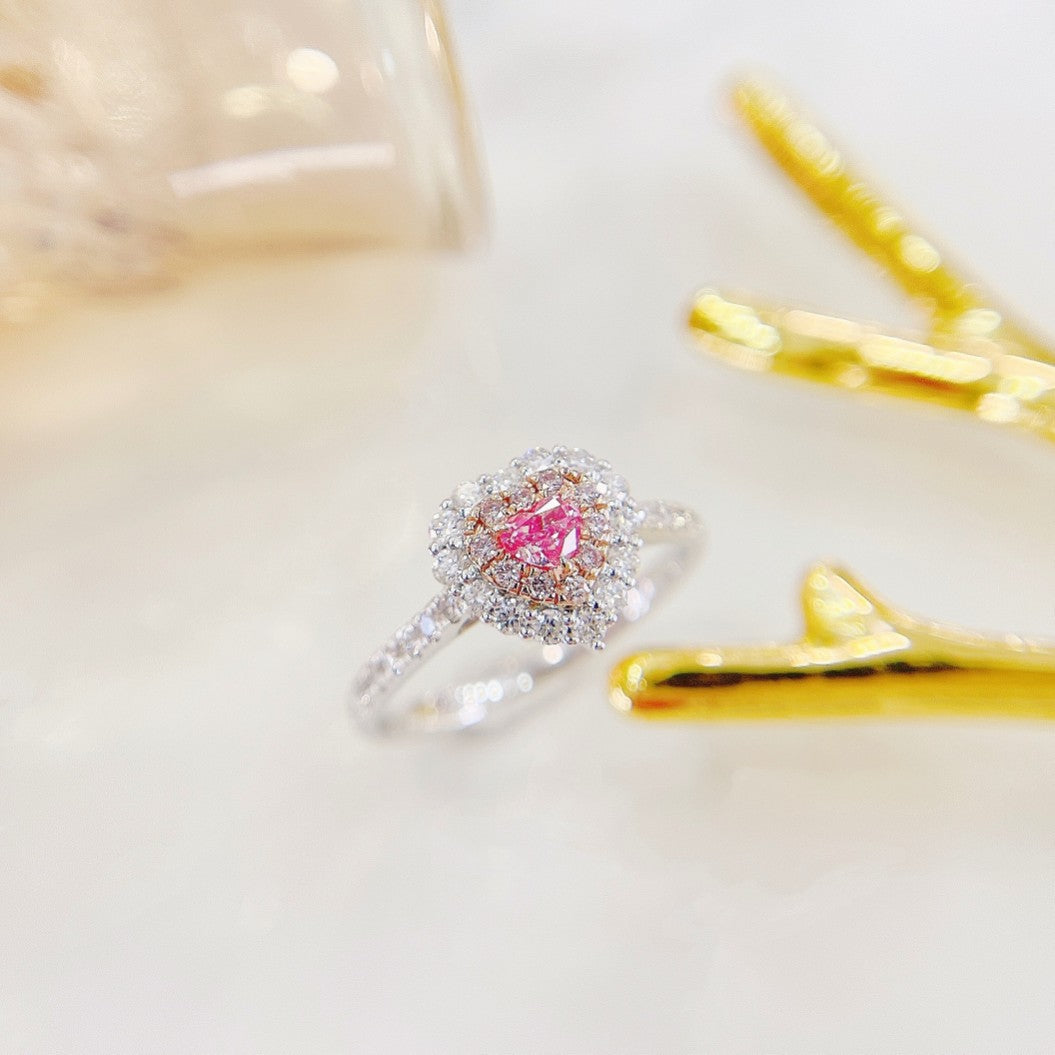 18K Pink Diamond Heart-Shaped Pavé Ring - Jewelry Delight - Pink Diamond Ring
