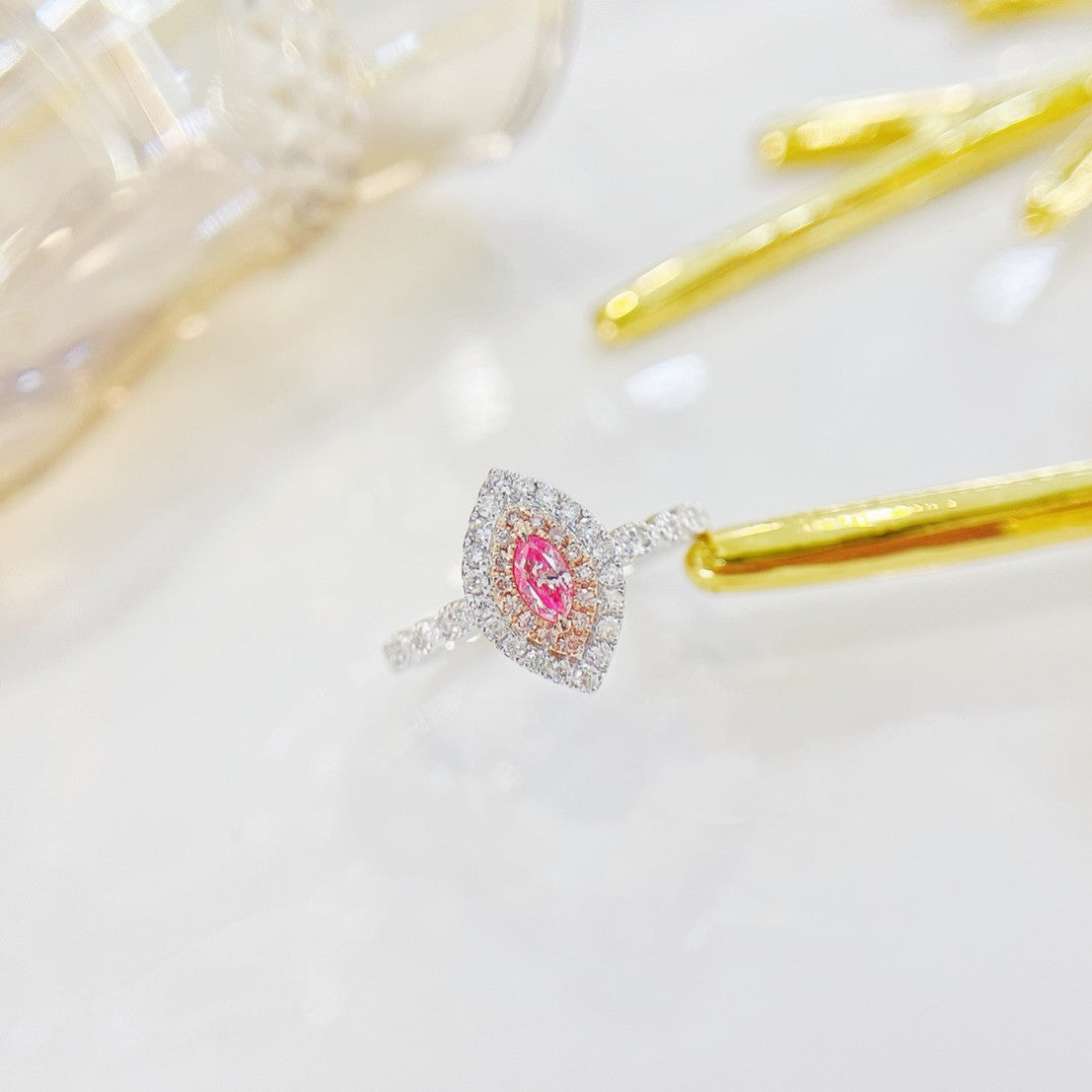18K Pink Diamond Marquise Cluster Ring - Luxury Jewelry - Pink Diamond Ring