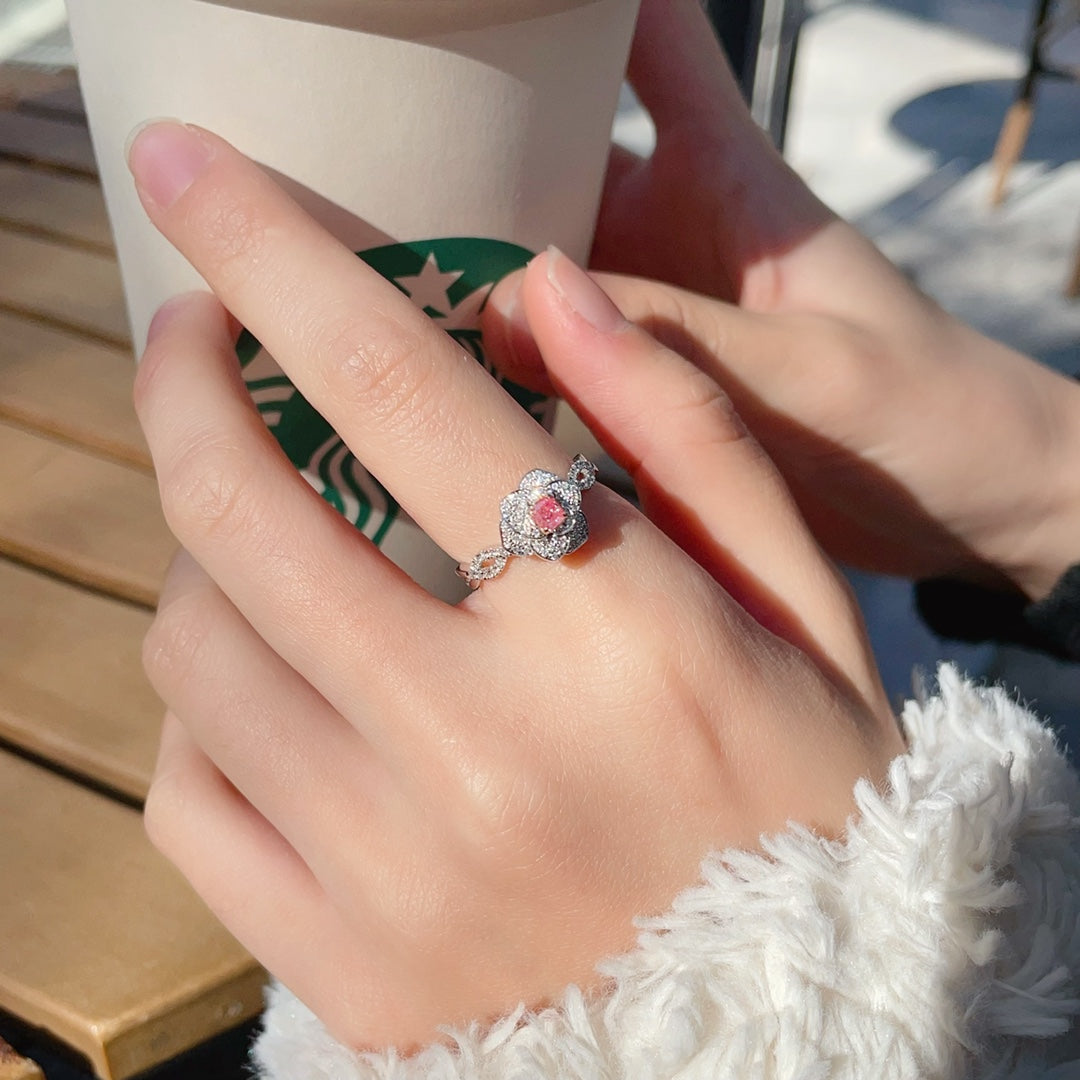 18K Pink Diamond Marquise-shaped Pillow Ring with Diamond Accents - Luxury Jewelry - Pink Diamond Ring
