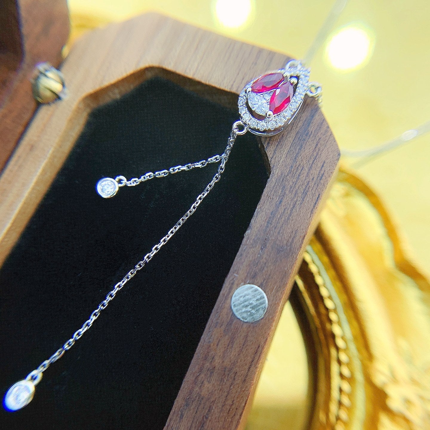 18K Rose Gold Red Agate Tassel Necklace - XL024-C - Red Treasure Necklace