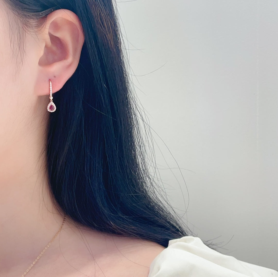 18K Rose Gold Ruby Drop Pendant Bubble Earrings - Luxurious Jewelry Jeweler.Jewelry