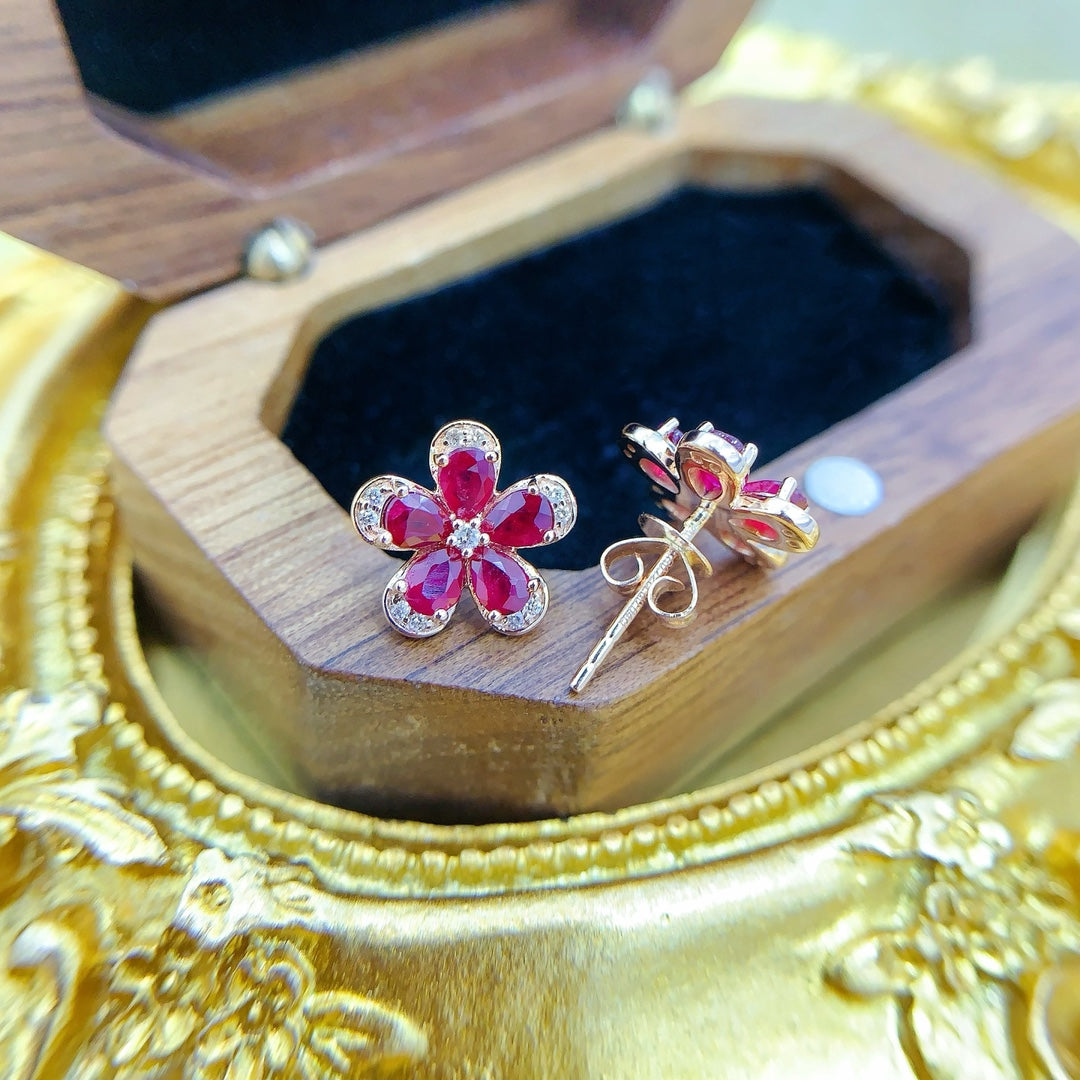 18K Rose Gold Ruby Drop Pendant Earrings - ED078-C Jeweler.Jewelry