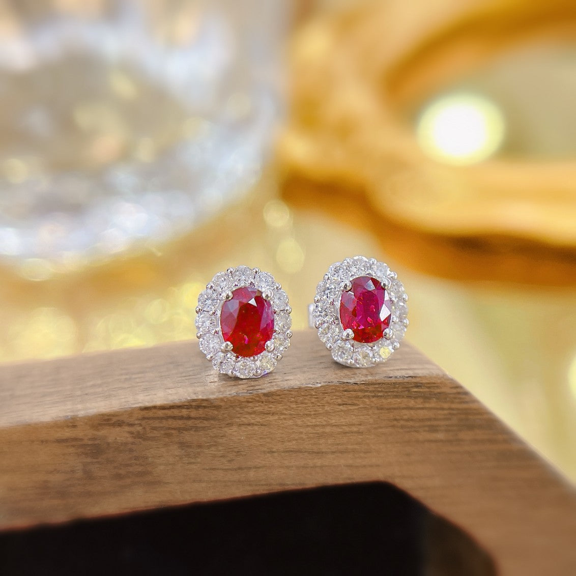 18K Rose Gold Ruby Oval Earrings - ED023-C Jeweler.Jewelry