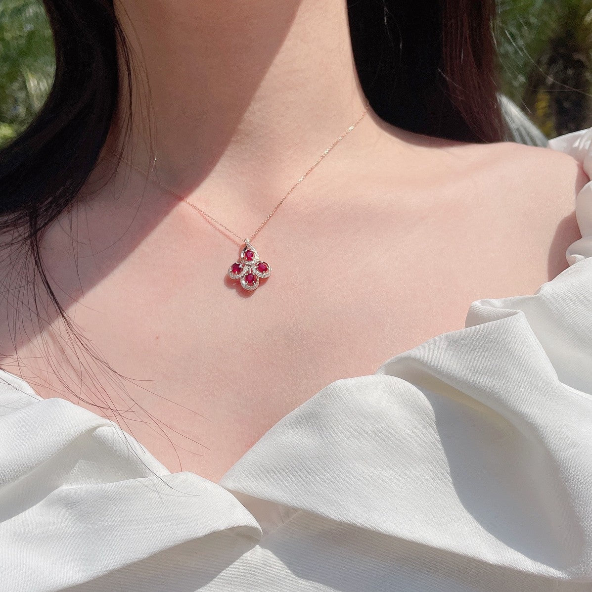 18K Ruby Peacock Display Necklace - Exquisite Jewelry Piece - Red Treasure Necklace