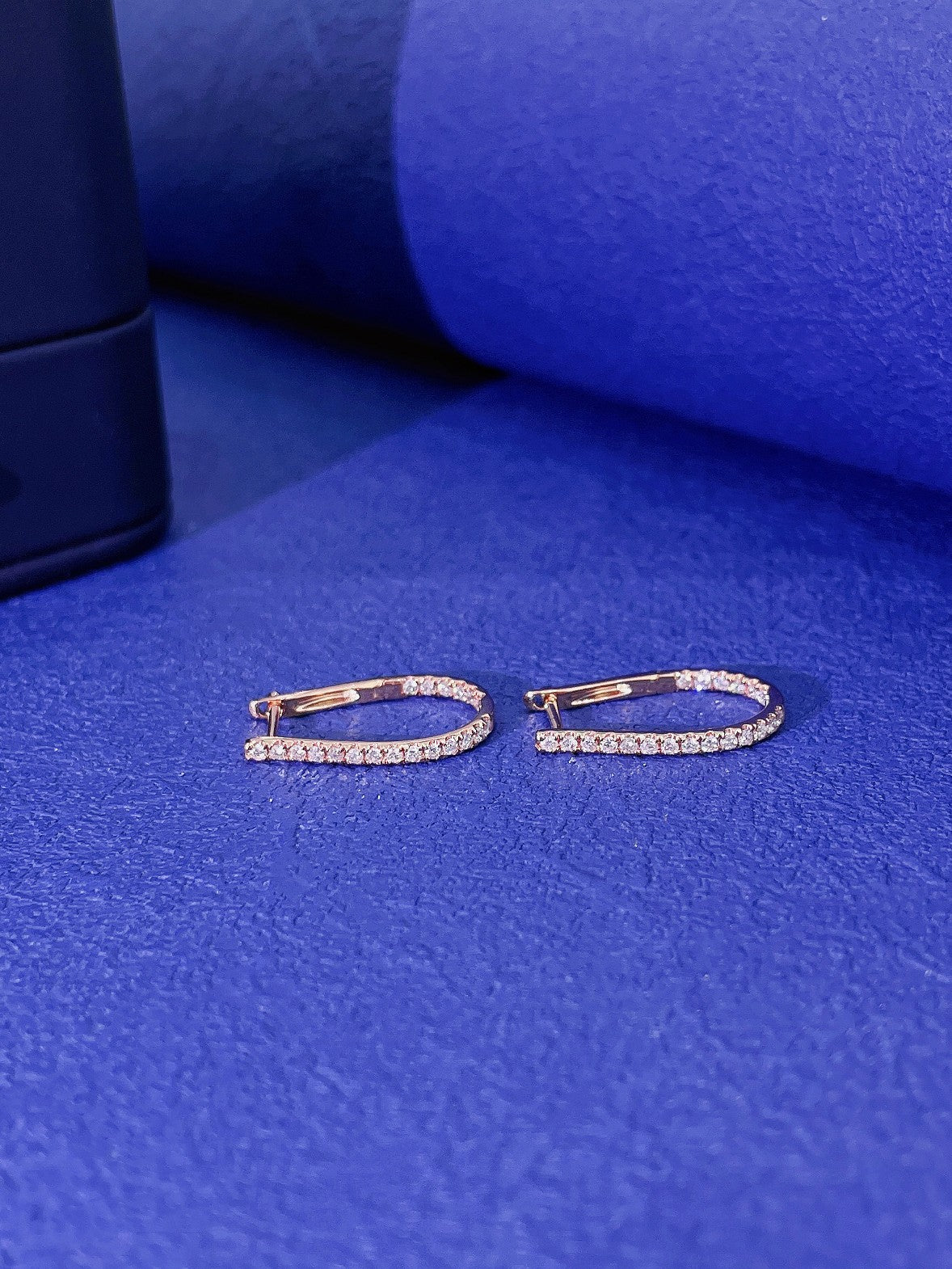 18K Single Row Diamond U-Shaped Earrings – Elegant Jewelry Piece Jeweler.Jewelry