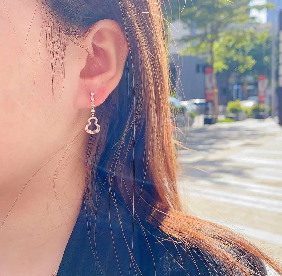 18K💎梯方葫芦满钻耳坠 Jeweler.Jewelry
