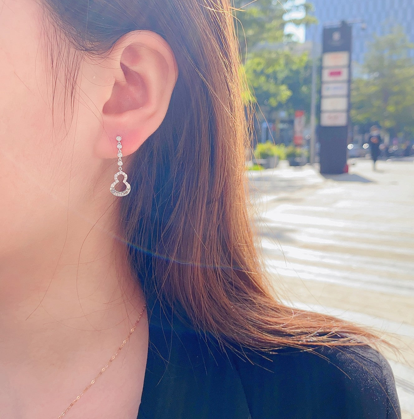 18K💎梯方葫芦满钻耳坠 Jeweler.Jewelry