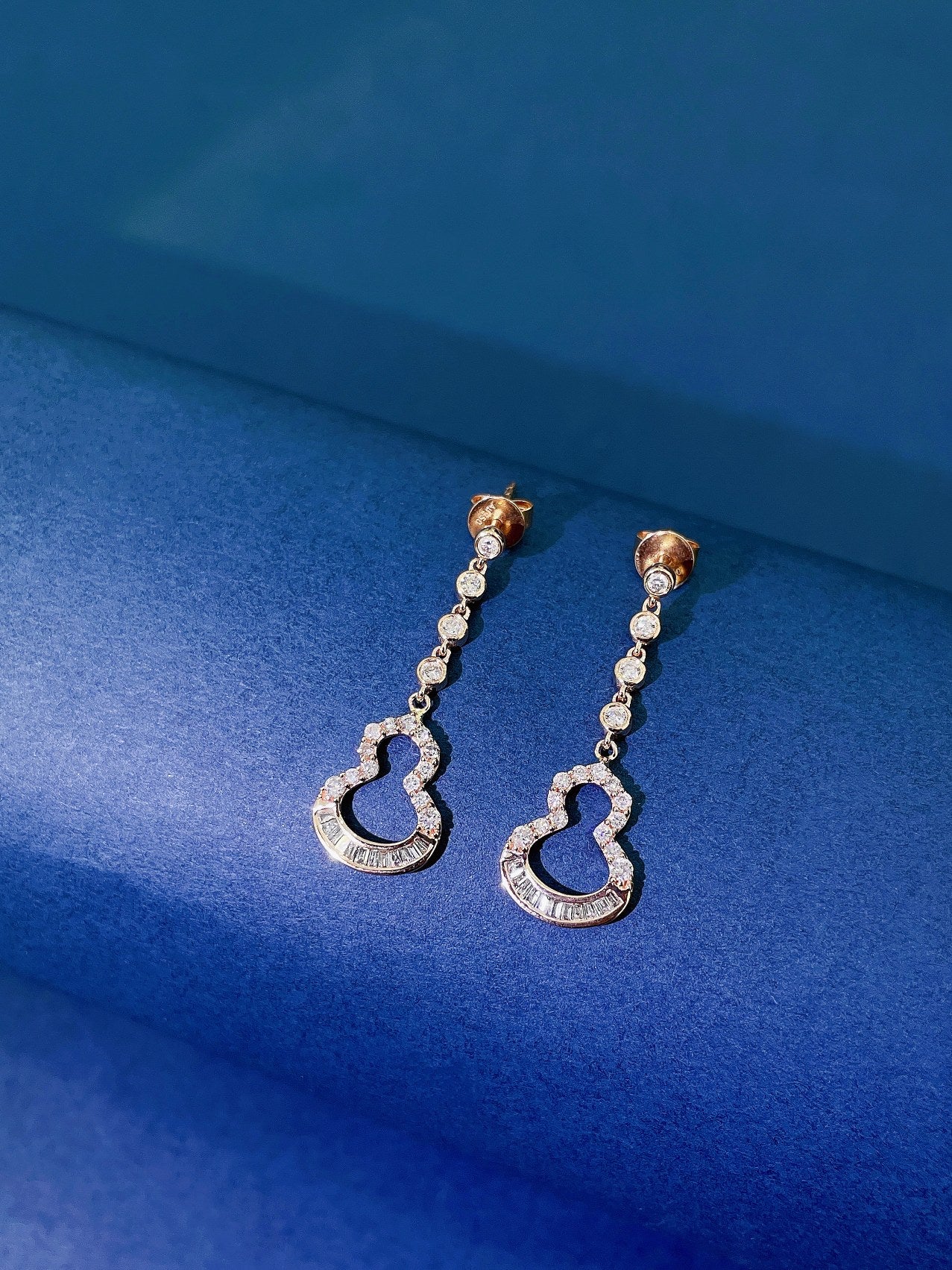 18K💎梯方葫芦满钻耳坠 Jeweler.Jewelry
