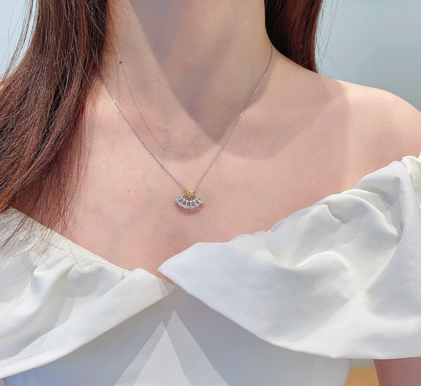 18K Yellow Gold Diamond Cushion-Cut Pendant Necklace - Exquisite Jewelry - Yellow Diamond Necklace