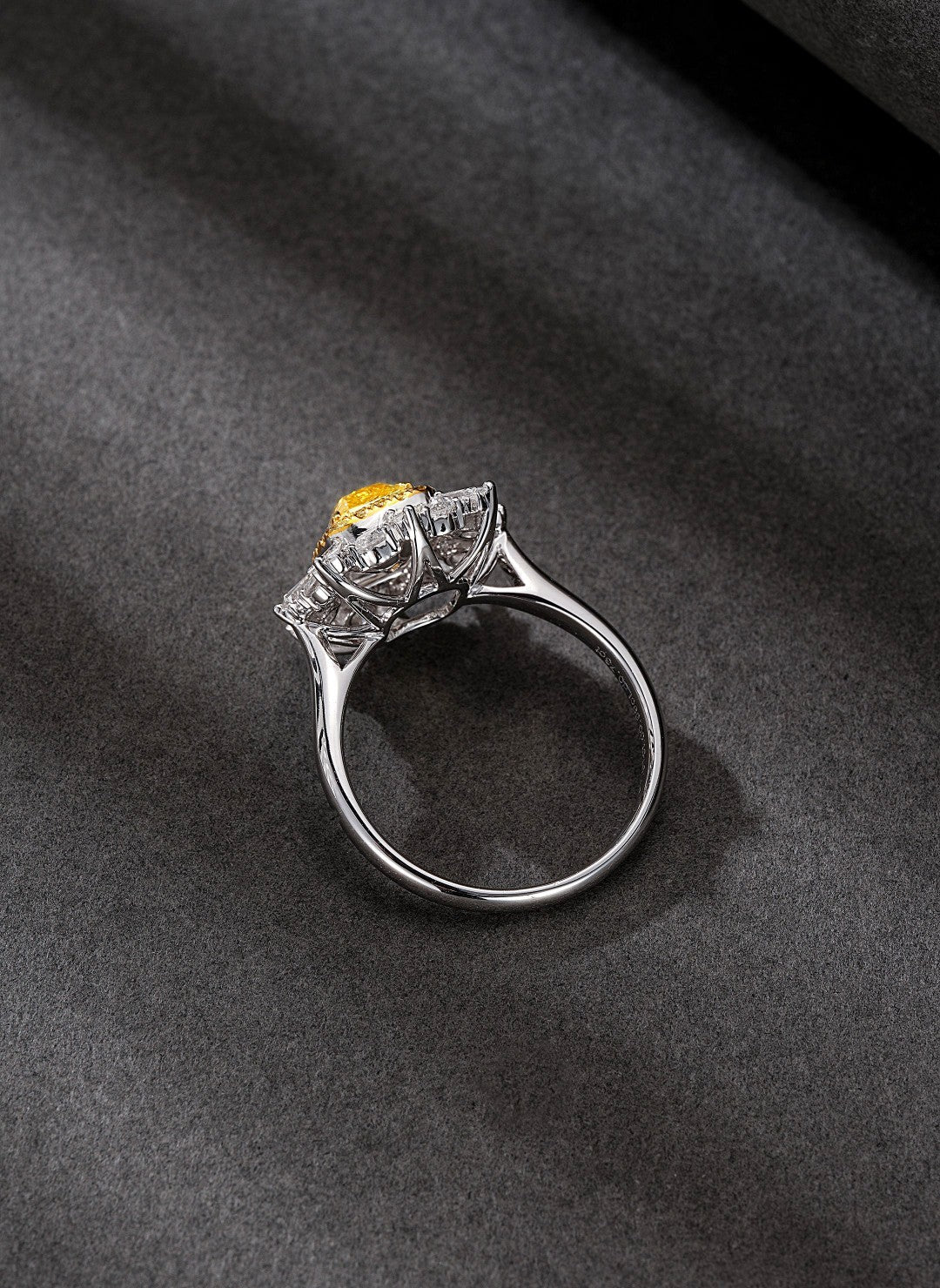 18K Yellow Gold Diamond Cushion Trapezoid Ring - Premium Jewelry - Yellow Diamond Ring