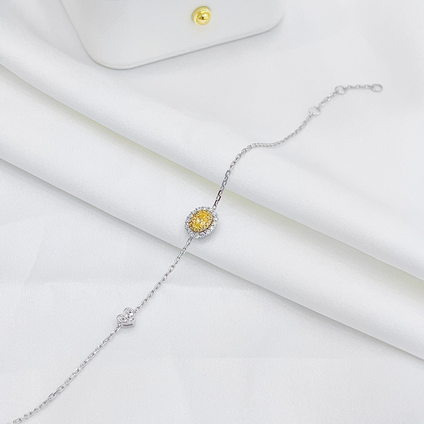 18K Yellow Gold Diamond Elliptical Double-Row Bracelet - SL071-Y - Yellow Diamond Bracelet