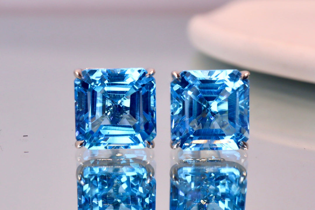 Elegante Topaz-øreringer i 18K gull med diamantaksenter – et must-ha-smykke