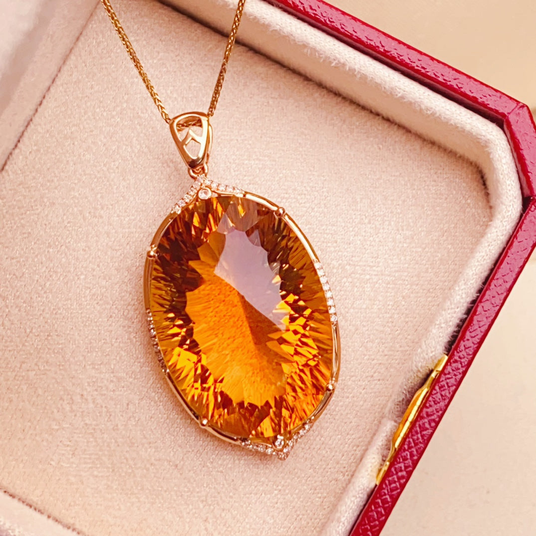 Radiant Sun-Like Yellow Citrine Pendant Jewelry