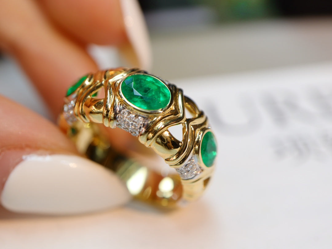 Vintage-inspirierter Smaragd-Stapelring mit Gildenzertifikat