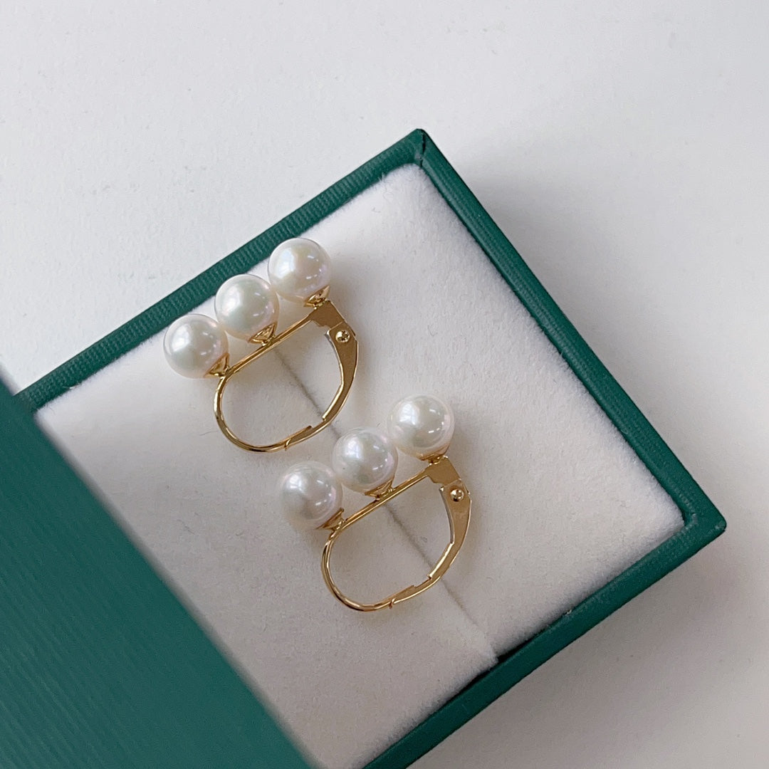 Bijoux élégants en or 18 carats et perles d'eau douce naturelles de 5 à 6 mm