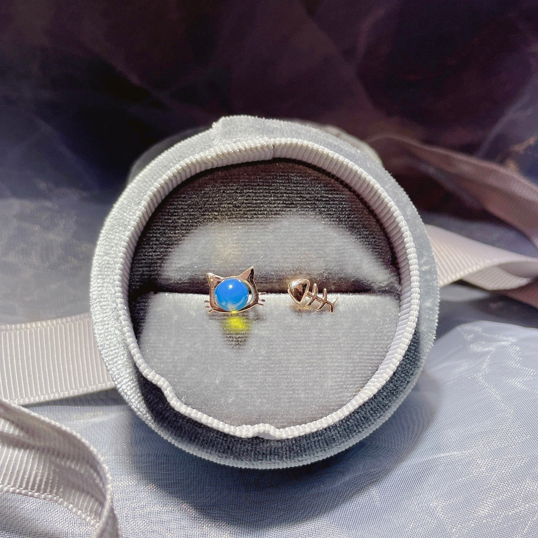 18K Gold Embedded Dominican Blue Amber Earrings - Unique Jewelry