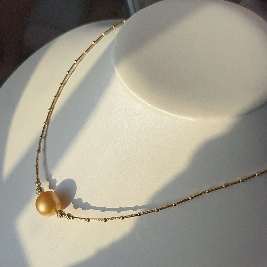 Luxe 18K gouden Zuidzee gouden parelketting - sieraden voor elegantie