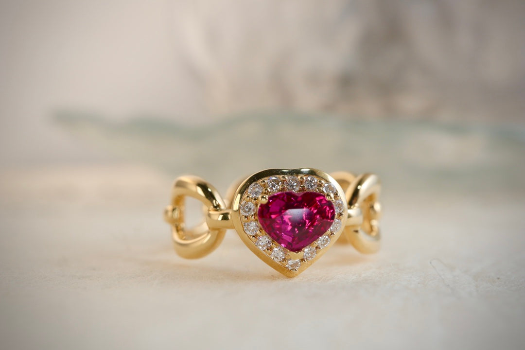 Cincin Batu Permata Merah Darah Pigeon - Barang Kemas Berkualiti Tinggi