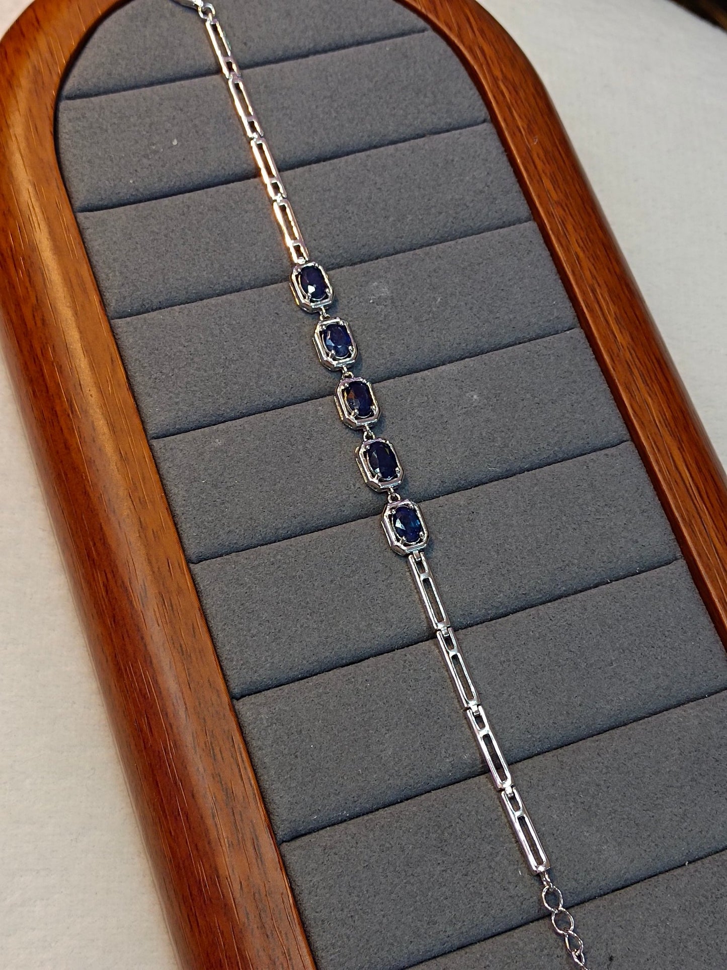 S925 zilveren fijn vervaardigde saffierarmband - elegante sieraden