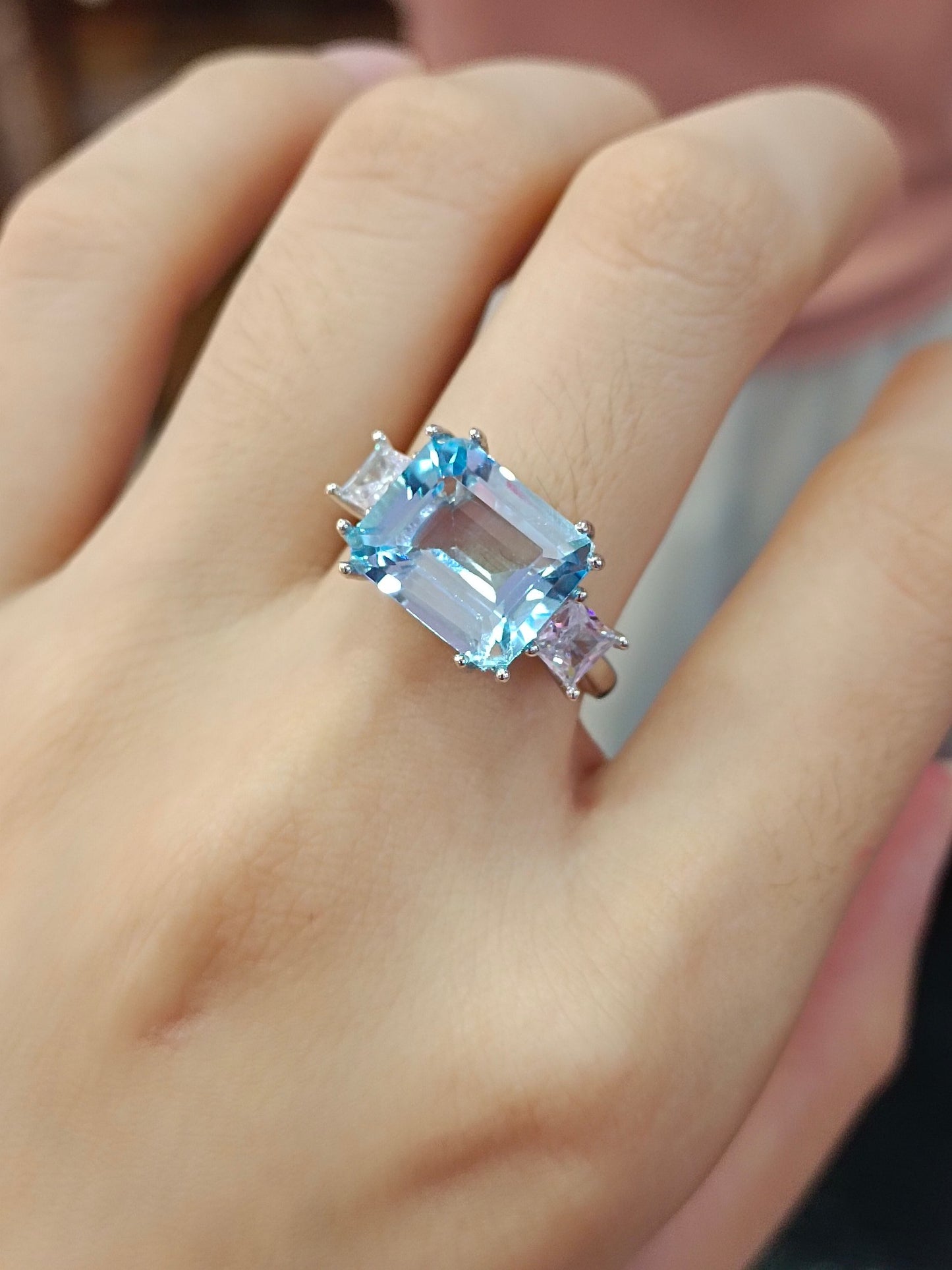 Exquise natuurlijke Topaz grote vierkante ring - unieke sieraden